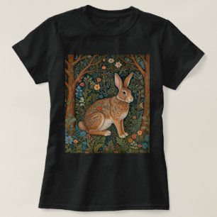 Elegante retro boho konijn bos bloemen t-shirt