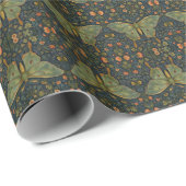 Elegante retro boho Luna mot botanisch Cadeaupapier (Rol Hoek)