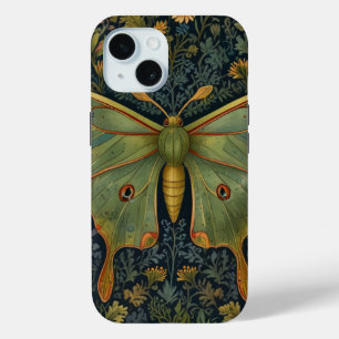 Elegante retro boho Luna mot botanisch iPhone 15 Case
