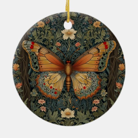 Elegante retro boho Luna mot botanisch Keramisch Ornament (Achterkant)