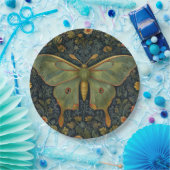 Elegante retro boho Luna mot botanisch Papieren Bordje (Feest)