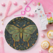 Elegante retro boho Luna mot botanisch Papieren Bordje (Feest)