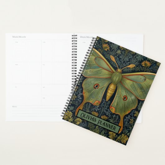 Elegante retro boho Luna mot botanisch Planner (Display)