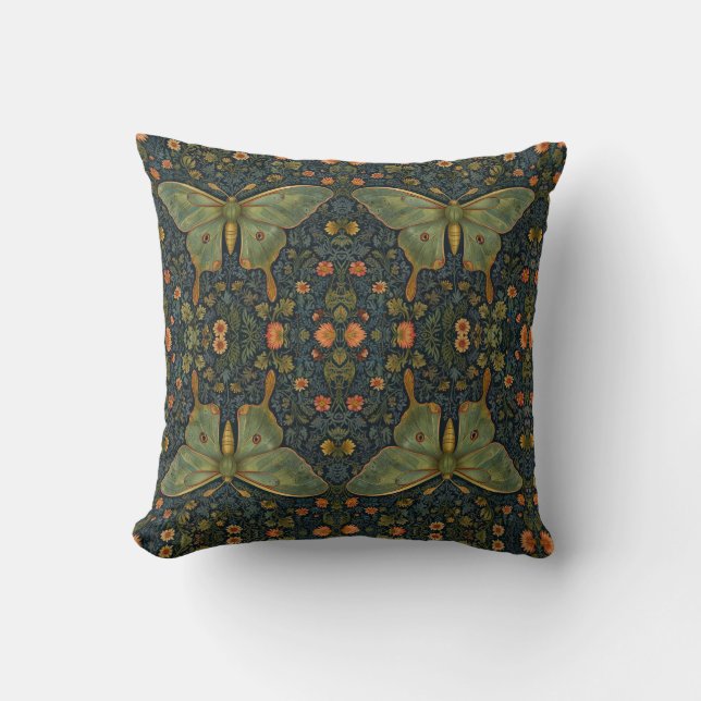 Elegante retro boho maanvlinder botanisch  kussen (Voorkant)