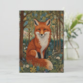 Elegante retro boho rode vos bos dier kaart (Staand voorkant)