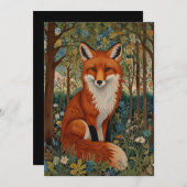 Elegante retro boho rode vos bos dier kaart (Voorkant / Achterkant)