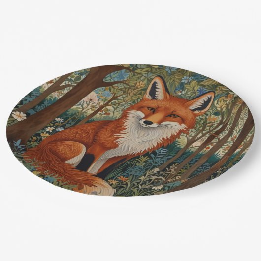 Elegante retro boho rode vos bos dier papieren bordje (Gekanteld)