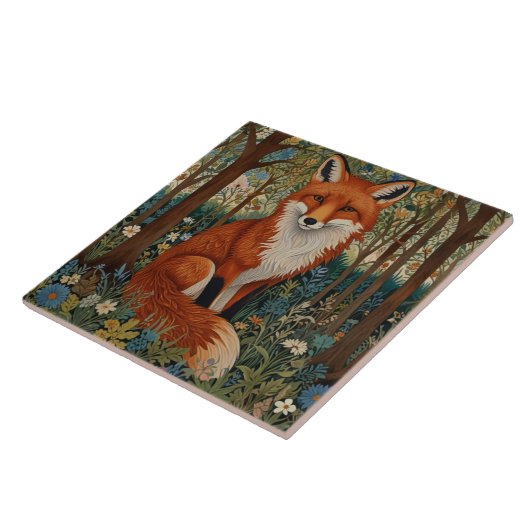 Elegante retro boho rode vos bos dier tegeltje (Zijkant)