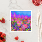 Elegante retro boho roze waterverf zonnebloemen servetten (Insitu)