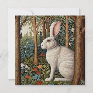Elegante retro boho rwhite abbit bos bloemen kaart