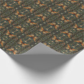 Elegante retro boho vlinder botanisch groen cadeaupapier (Hoek)