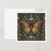 Elegante retro boho vlinder botanisch groen kaart (Voorkant / Achterkant)