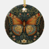 Elegante retro boho vlinder botanisch groen keramisch ornament (Voorkant)