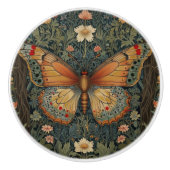 Elegante retro boho vlinder botanisch groen keramische knop (Voorkant)