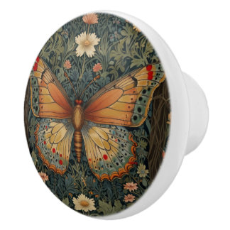 Elegante retro boho vlinder botanisch groen keramische knop