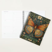 Elegante retro boho vlinder botanisch groen planner (Display)