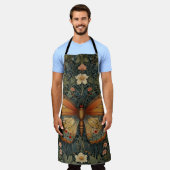 Elegante retro boho vlinder botanisch groen schort (Gedragen)