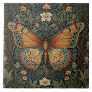 Elegante retro boho vlinder botanisch groen tegeltje