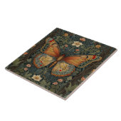 Elegante retro boho vlinder botanisch groen tegeltje (Zijkant)