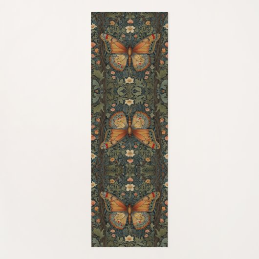 Elegante retro boho vlinder botanisch groen yogamat (Voorkant)