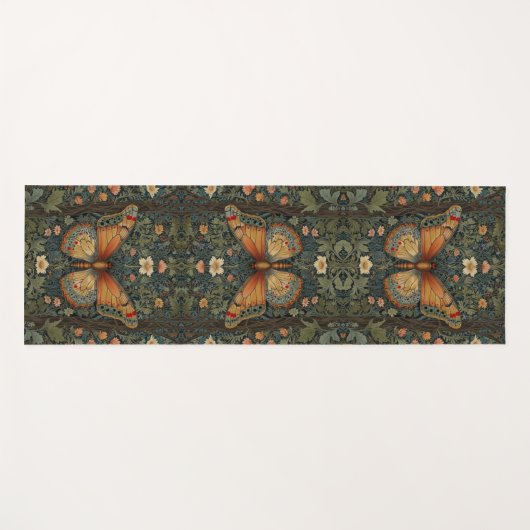 Elegante retro boho vlinder botanisch groen yogamat (Voorkant (horizontaal))