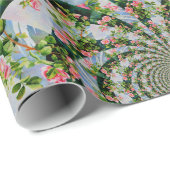 Elegante retro boho waterverf roze bloemen cadeaupapier (Rol Hoek)