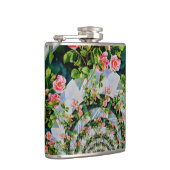 Elegante retro boho waterverf roze bloemen heupfles (Rechts)