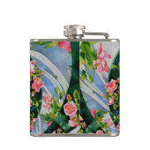 Elegante retro boho waterverf roze bloemen heupfles (Achterkant)