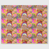 Elegante retro boho waterverf zonnebloemvelden cadeaupapier (Vlak)