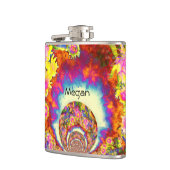 Elegante retro boho waterverf zonnebloemvelden heupfles (Links)