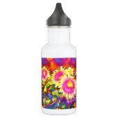 Elegante retro boho waterverf zonnebloemvelden waterfles  (Links)