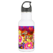 Elegante retro boho waterverf zonnebloemvelden waterfles (Voorkant)