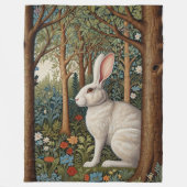 Elegante retro boho witte konijn bos bloemen fleece deken (Voorkant)