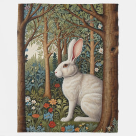 Elegante retro boho witte konijn bos bloemen fleece deken