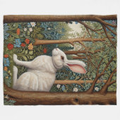 Elegante retro boho witte konijn bos bloemen fleece deken (Voorkant (Horizontaal))