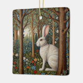 Elegante retro boho witte konijn bos bloemen keramisch ornament (Links)