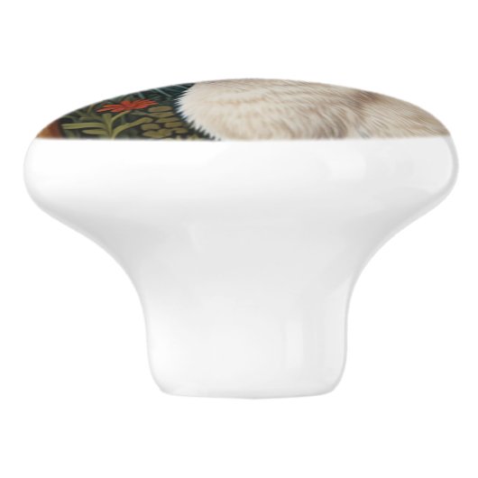 Elegante retro boho Witte konijn bos bloemen Keramische Knop (Zijkant)