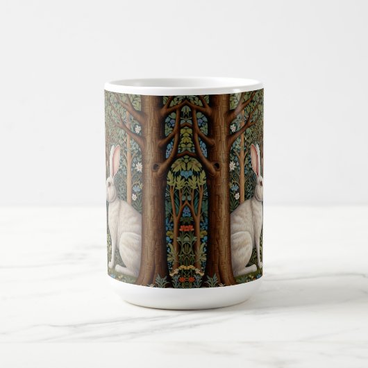 Elegante retro boho witte konijn bos bloemen koffiemok (Center)