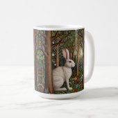 Elegante retro boho witte konijn bos bloemen koffiemok (Voorkant rechts)