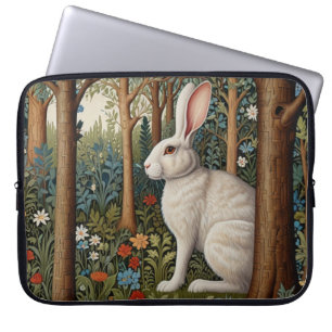 Elegante retro boho witte konijn bos bloemen laptop sleeve