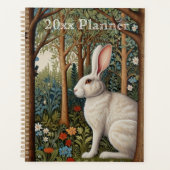 Elegante retro boho witte konijn bos bloemen planner (Voorkant)