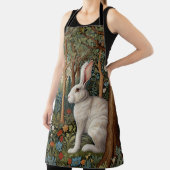 Elegante retro boho witte konijn bos bloemen schort (Insitu)