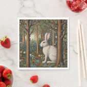 Elegante retro boho witte konijn bos bloemen servet (Insitu)