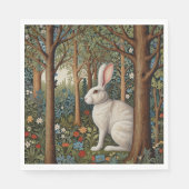 Elegante retro boho witte konijn bos bloemen servet (Voorkant)