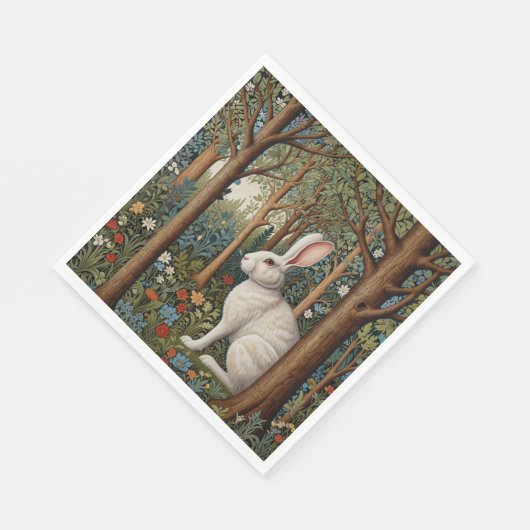 Elegante retro boho witte konijn bos bloemen servet (Hoek)