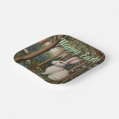 Elegante retro boho witte konijn bos Pasen Papieren Bordje (Gebogen)
