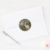 Elegante retro boho witte konijn bos Pasen Ronde Sticker (Envelop)