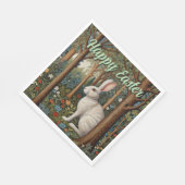 Elegante retro boho witte konijn bos Pasen Servet (Hoek)