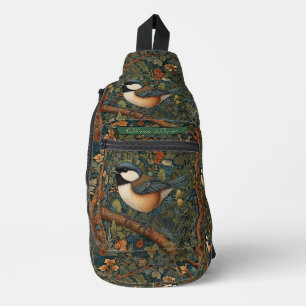 Elegante retro bosvogel sling bag