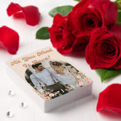 Elegante retro botanische Boho foto bruiloft gunst Pokerkaarten (Insitu (Valentijn))